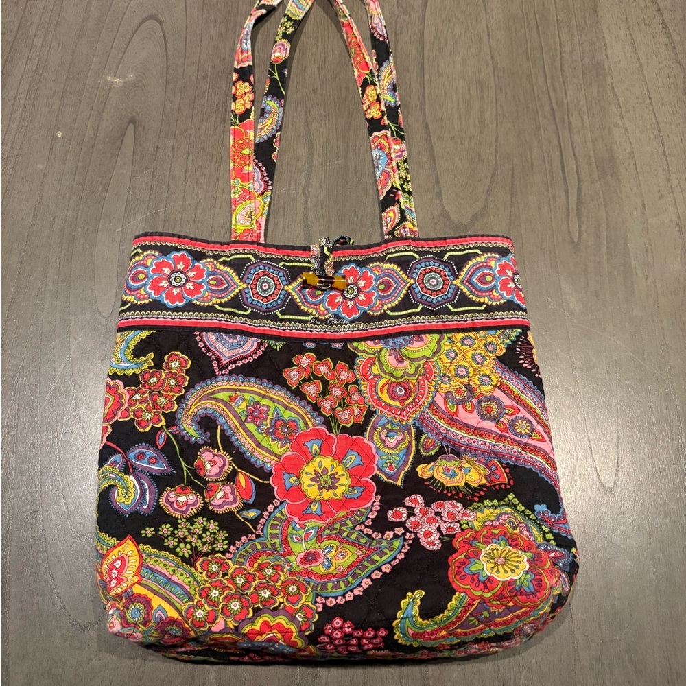 Vera Bradley Black Multicolor Paisley Tote